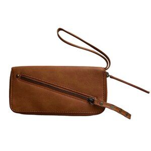 Free People Vegan Leather Zip-Around Wristlet Wallet With Card Slots Coin Pocket